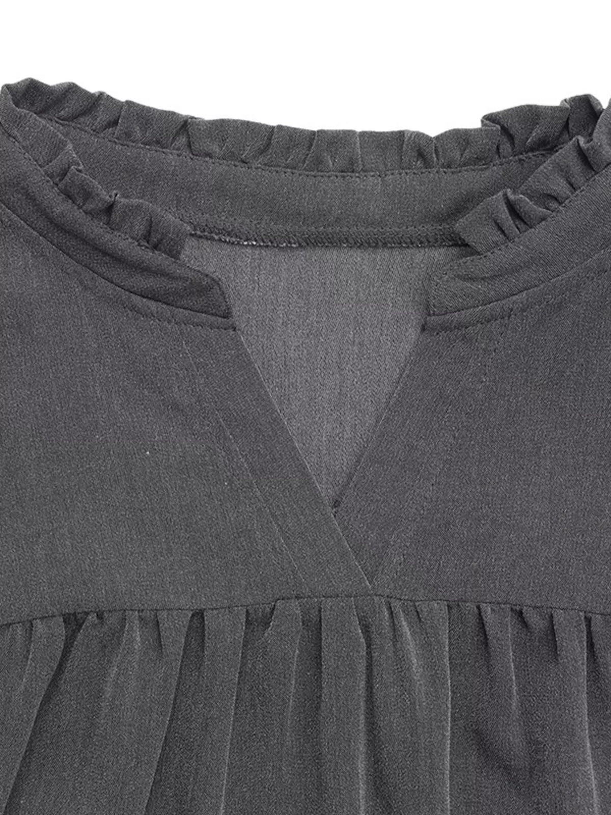 Ruffled Notched Long Sleeve Dress (11)