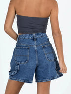 Washed High Rise Denim Shorts (9)