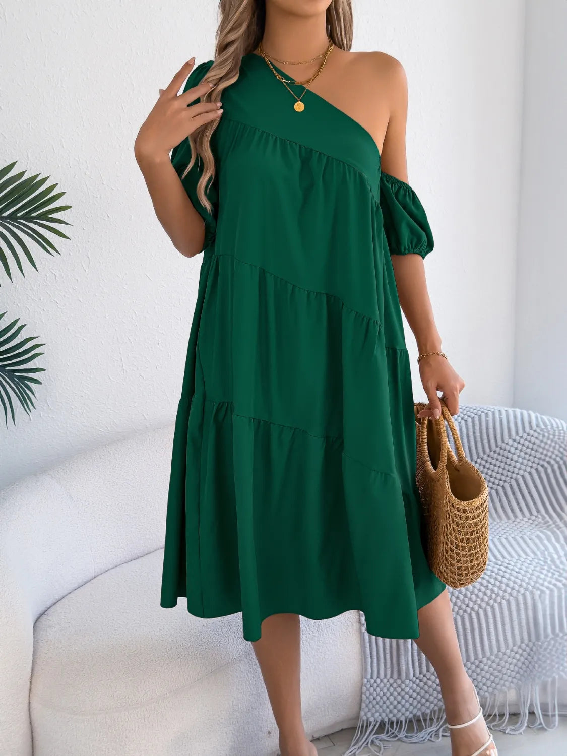 Single Shoulder Tiered Dress (4)