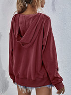Dropped Shoulder Slit Hoodie (14)