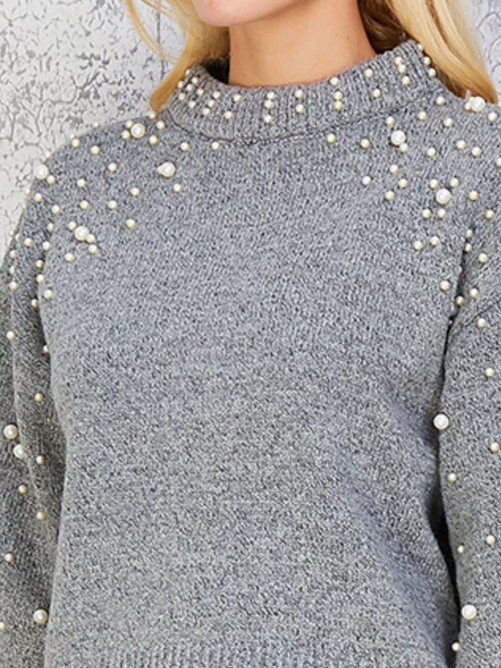 Pearl-embellished Mock Neck Sweater (9)