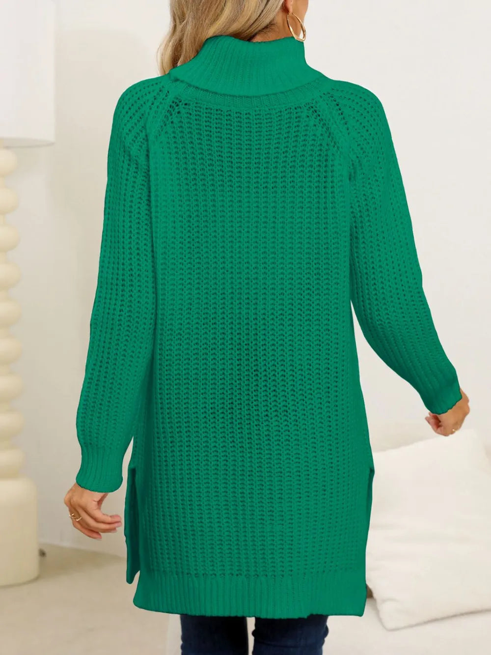 Slit Turtleneck Long Sleeve Sweater (8)