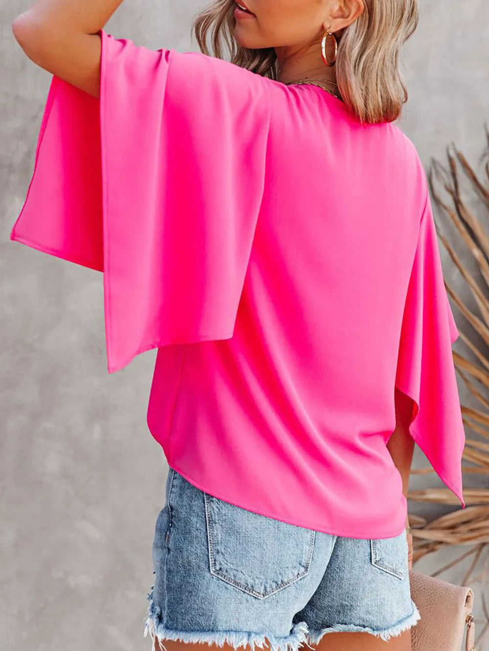 V-neck Half Sleeve Blouse (8)