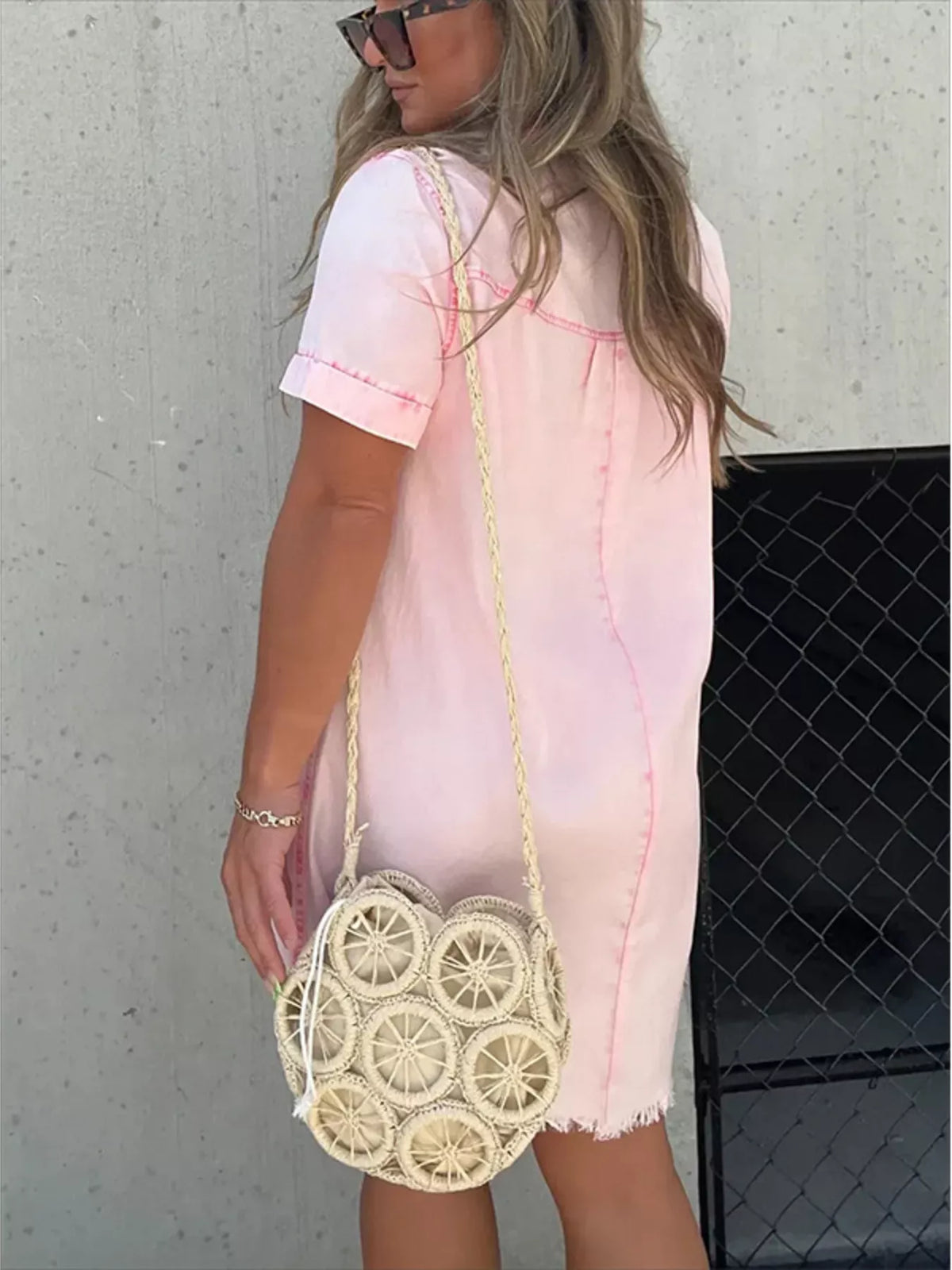 Full Size Raw Hem Short Sleeve Dress Plus (4)
