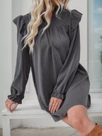 Ruffled Notched Long Sleeve Dress (9)