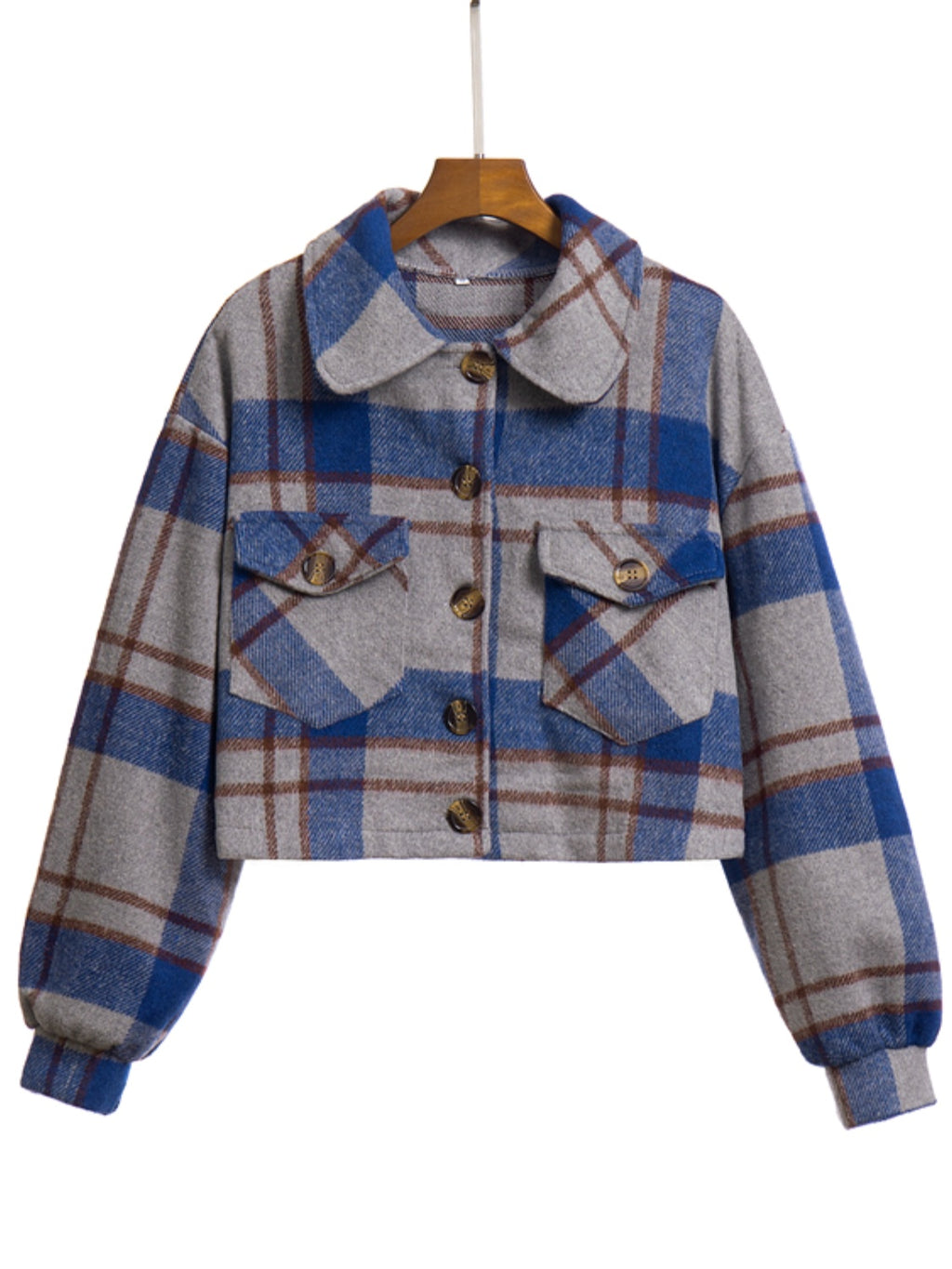 Plaid Button Front Jacket Pockets (14)