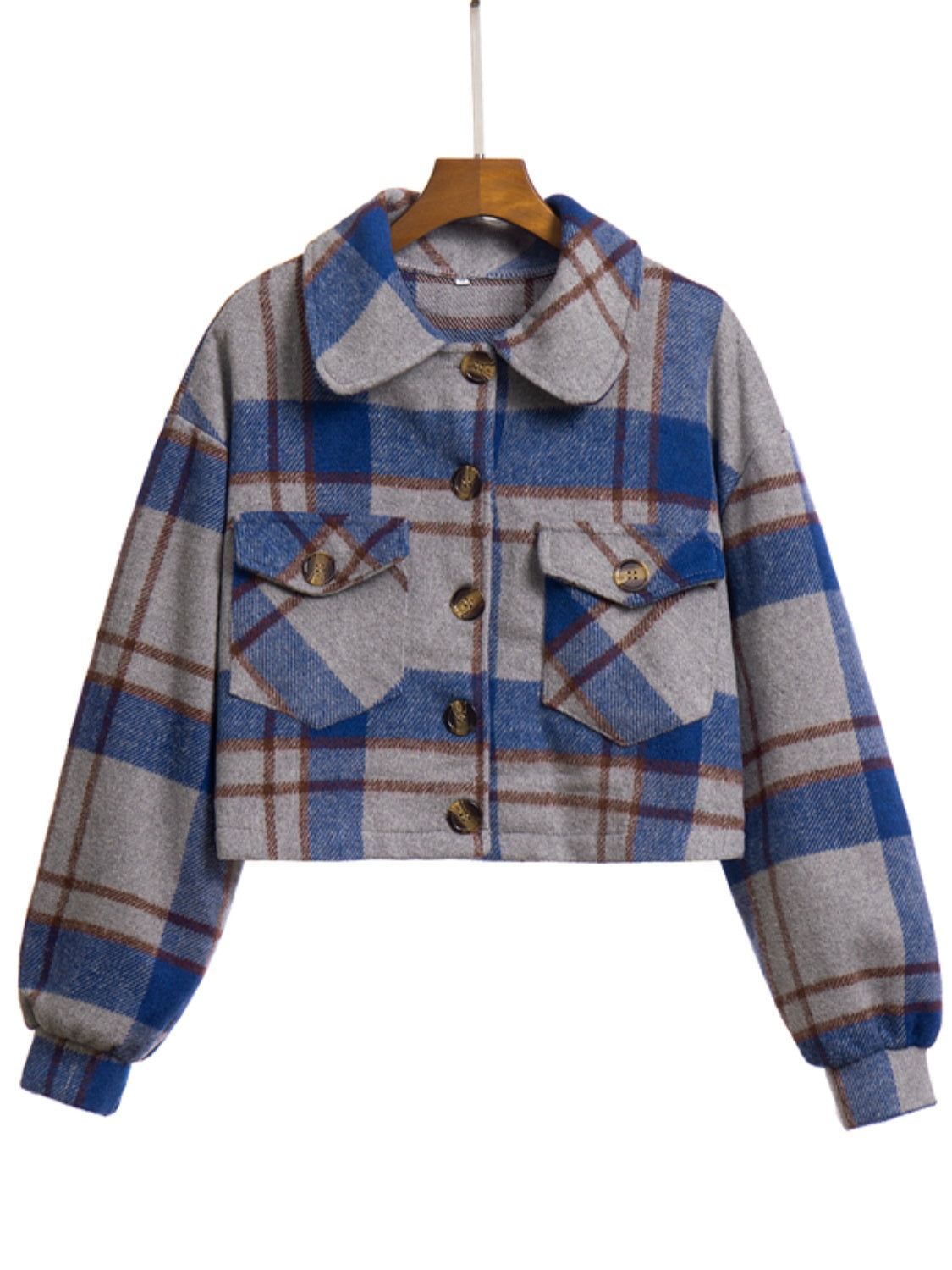 Plaid Button Front Jacket Pockets (14)