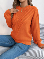 Openwork Round Neck Sweater (9)