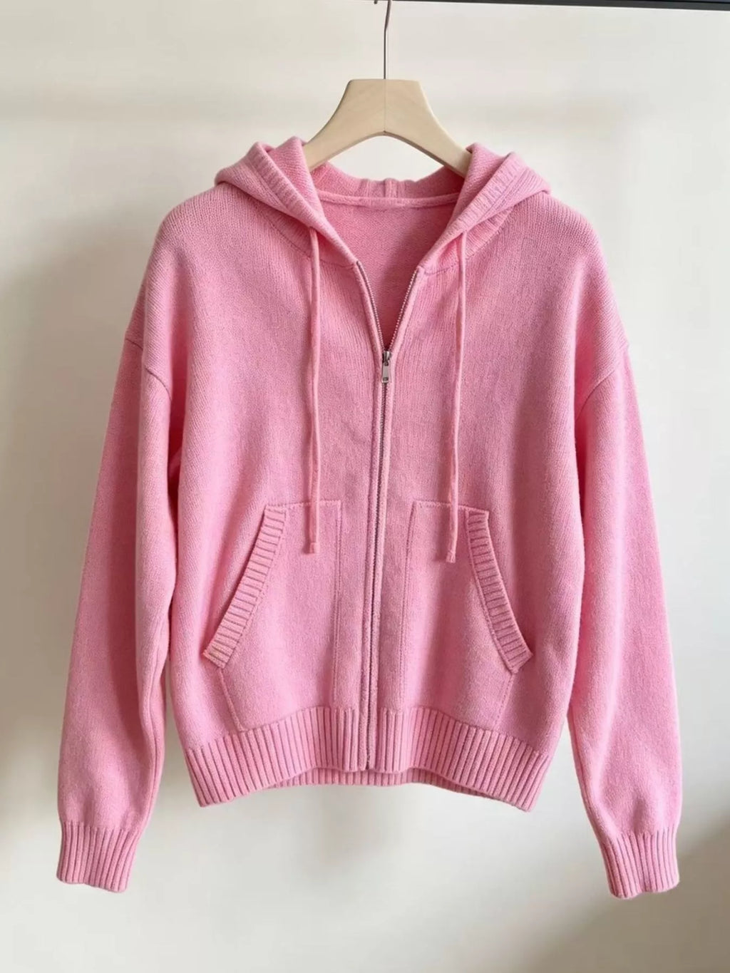 Zip-up Hooded Knit Cardigan (2)