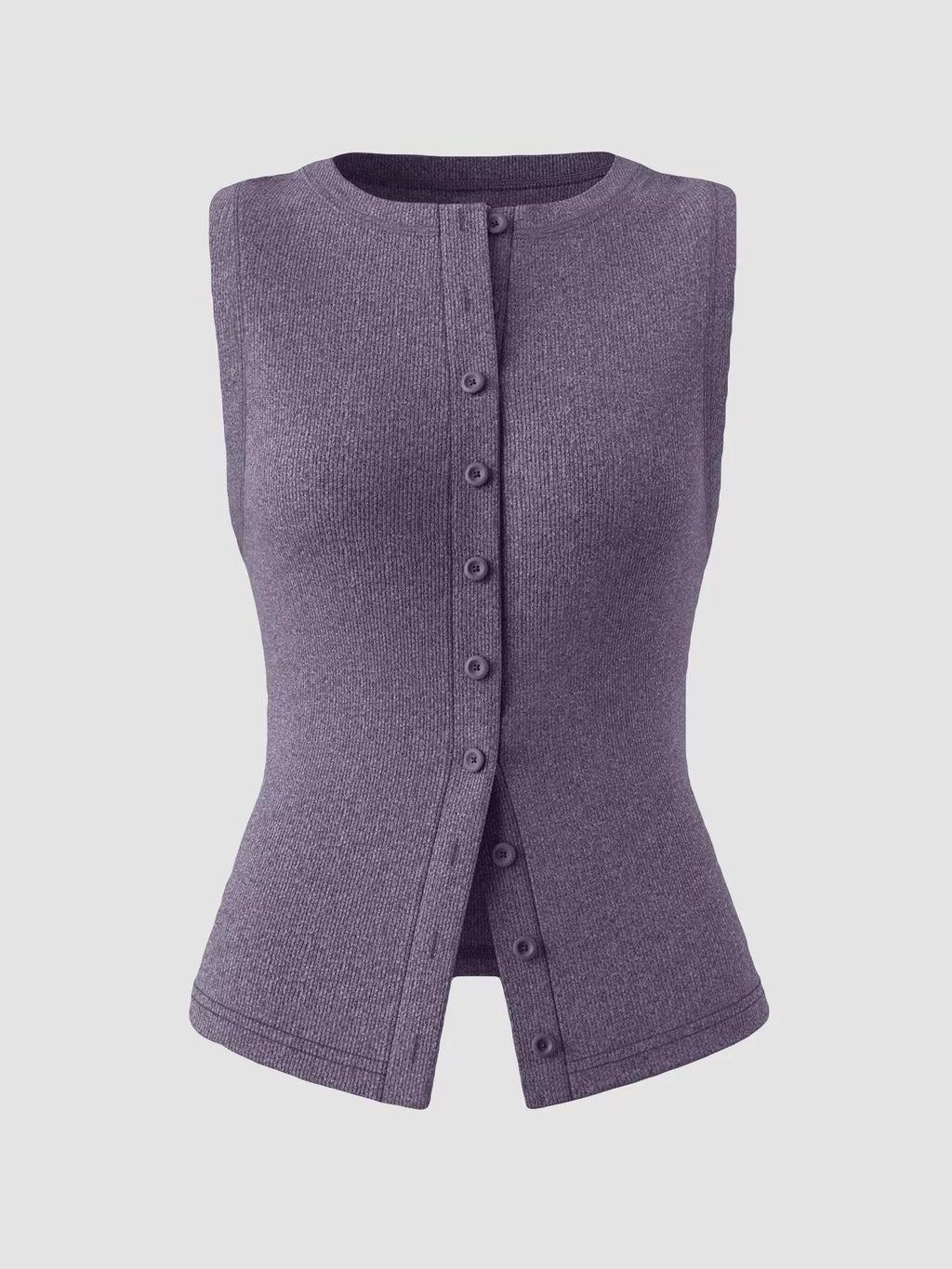 Ribbed Button-front Sleeveless Tank (28)