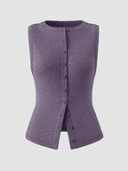 Ribbed Button-front Sleeveless Tank (28)