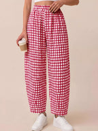 Gingham Wide-leg Casual Pants (17)