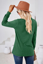 Notched Button Detail Long Sleeve T-shirt (24)