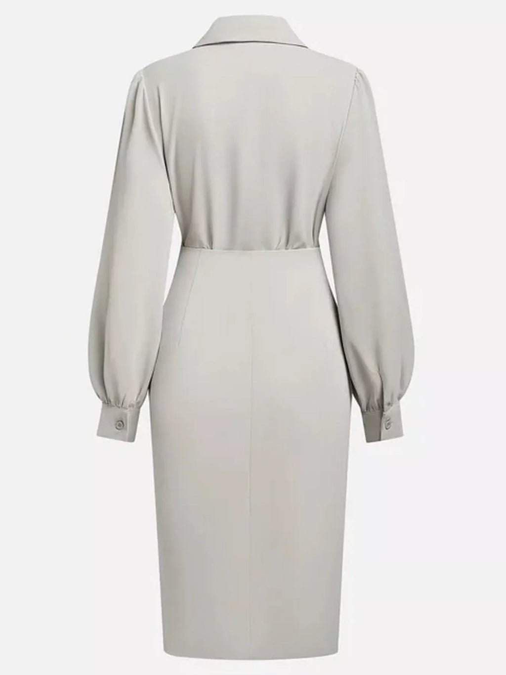 Ruched Midi Shirt Dress Side Slit (7)