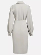Ruched Midi Shirt Dress Side Slit (7)