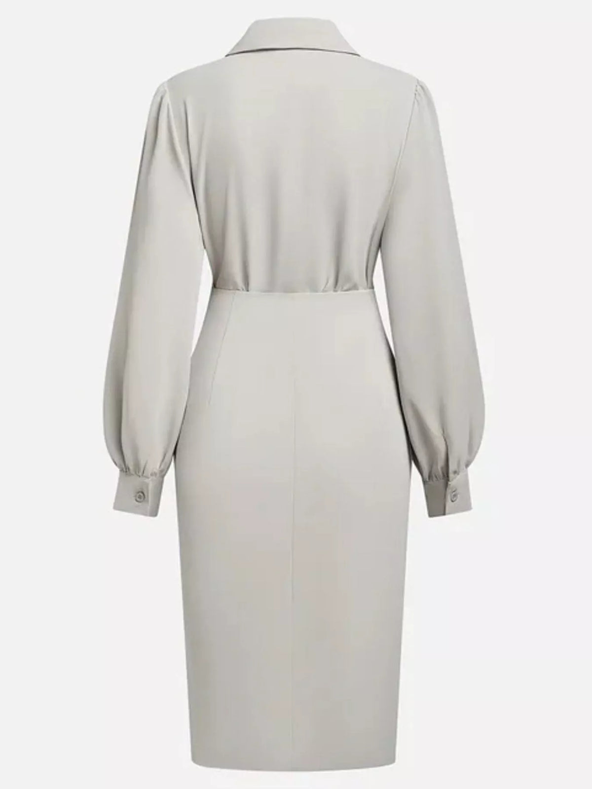 Ruched Midi Shirt Dress Side Slit (7)
