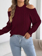 Cold Shoulder Cable Knit Sweater (20)