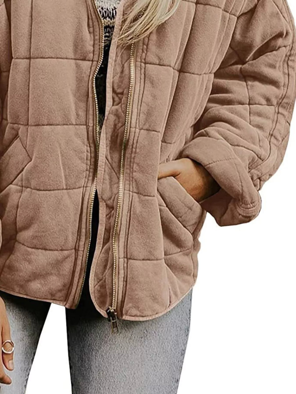 Full Size Zip Up Quilted Bomber Jacket Plus (11)