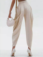 High-waisted Pleated Drape Pants (2)