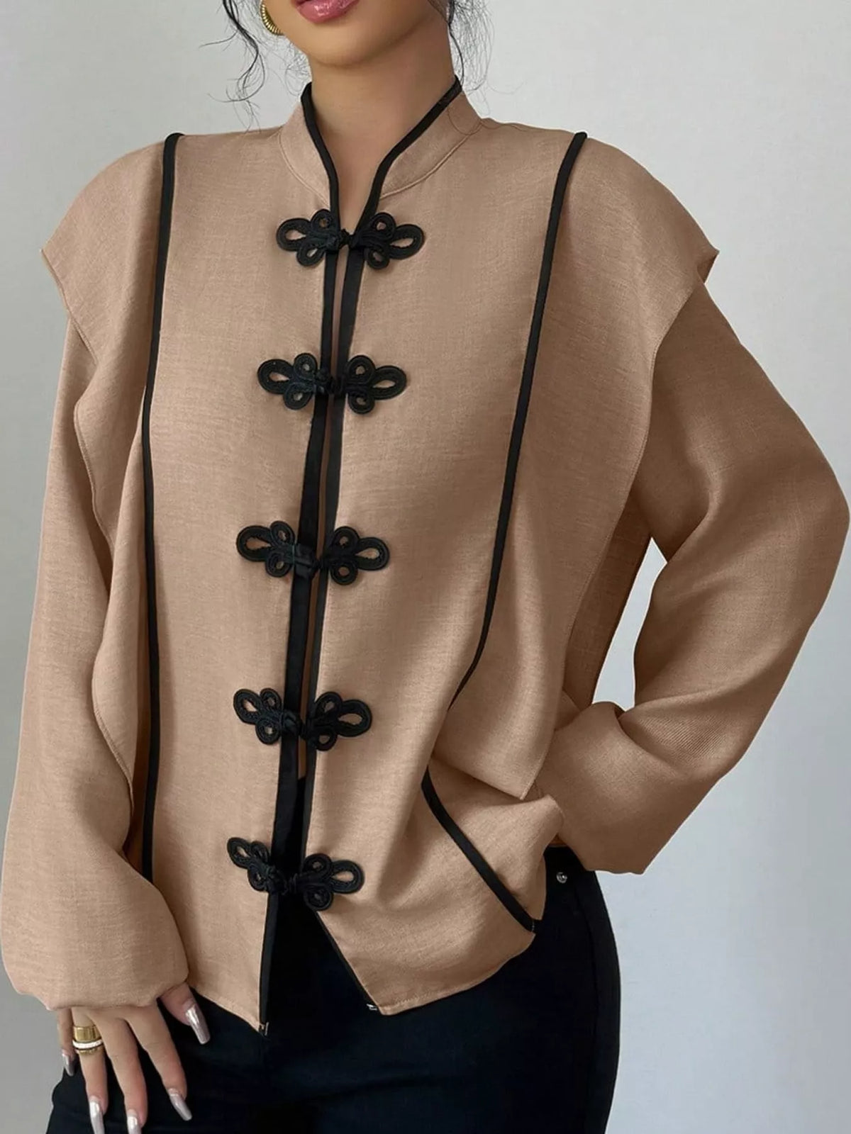 Chinese-style Mandarin Collar Blouse (14)