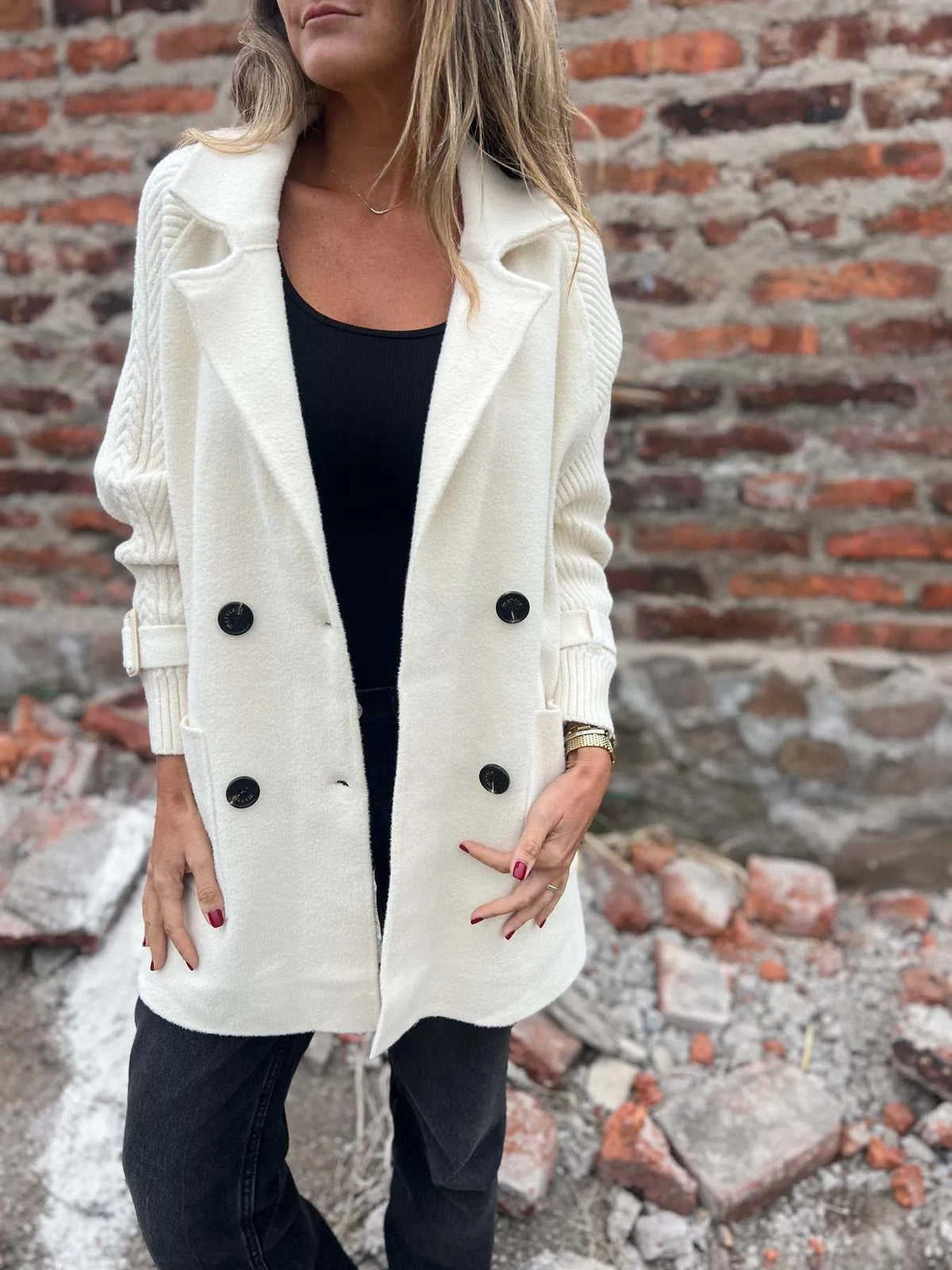 Full Size Texture Knit Longline Coat Plus (11)