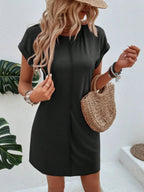 Exposed Seam Short Sleeve Mini Tee Dress (13)