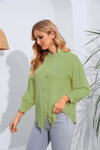 Mock Neck Buttoned Long Sleeve Shirt (9)