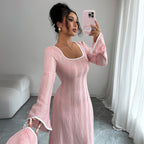 Slim-fitting Simple Long Sleeve Dress Clothing photo 2