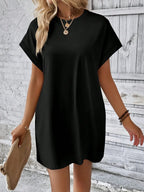 Round Neck Short Sleeve Mini Dress (4)