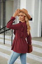 Round Neck Ruffled Peplum Blouse (18)