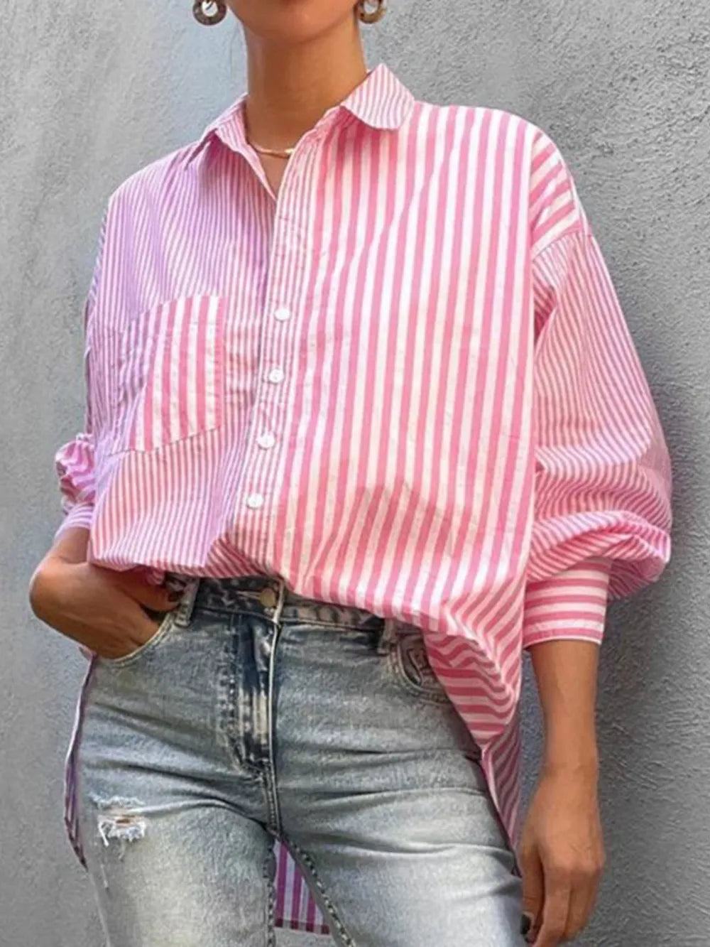 Striped Button Down Long Sleeve Shirt (2)