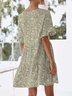 Polka Dot V-neck Short Sleeve Mini Dress (9)