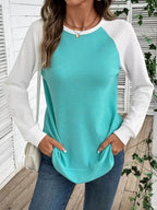 Waffle Knit Raglan Sleeve T-shirt (27)
