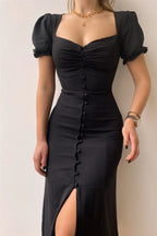 Sweetheart Neck Short Sleeve Dress (5)