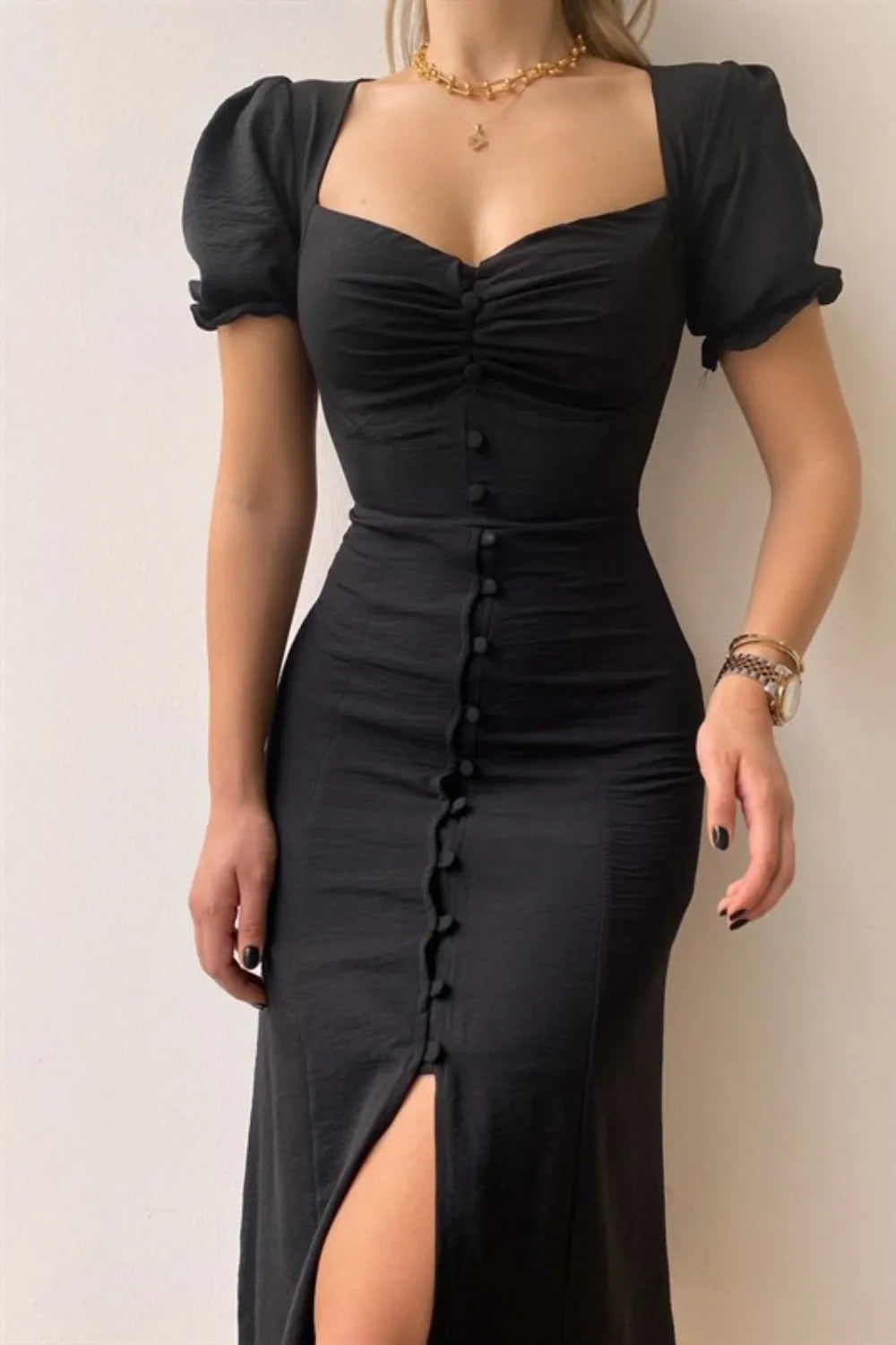 Sweetheart Neck Short Sleeve Dress (5)