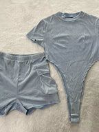 Ribbed Knit Bodysuit Shorts Set (4)
