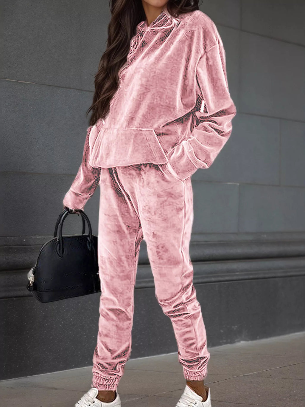 Velvet Long Sleeve Hoodie Pants Set (10)