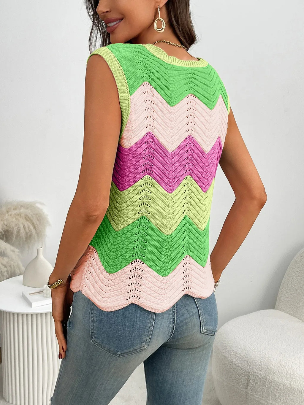 Block Round Neck Sweater Vest (23)