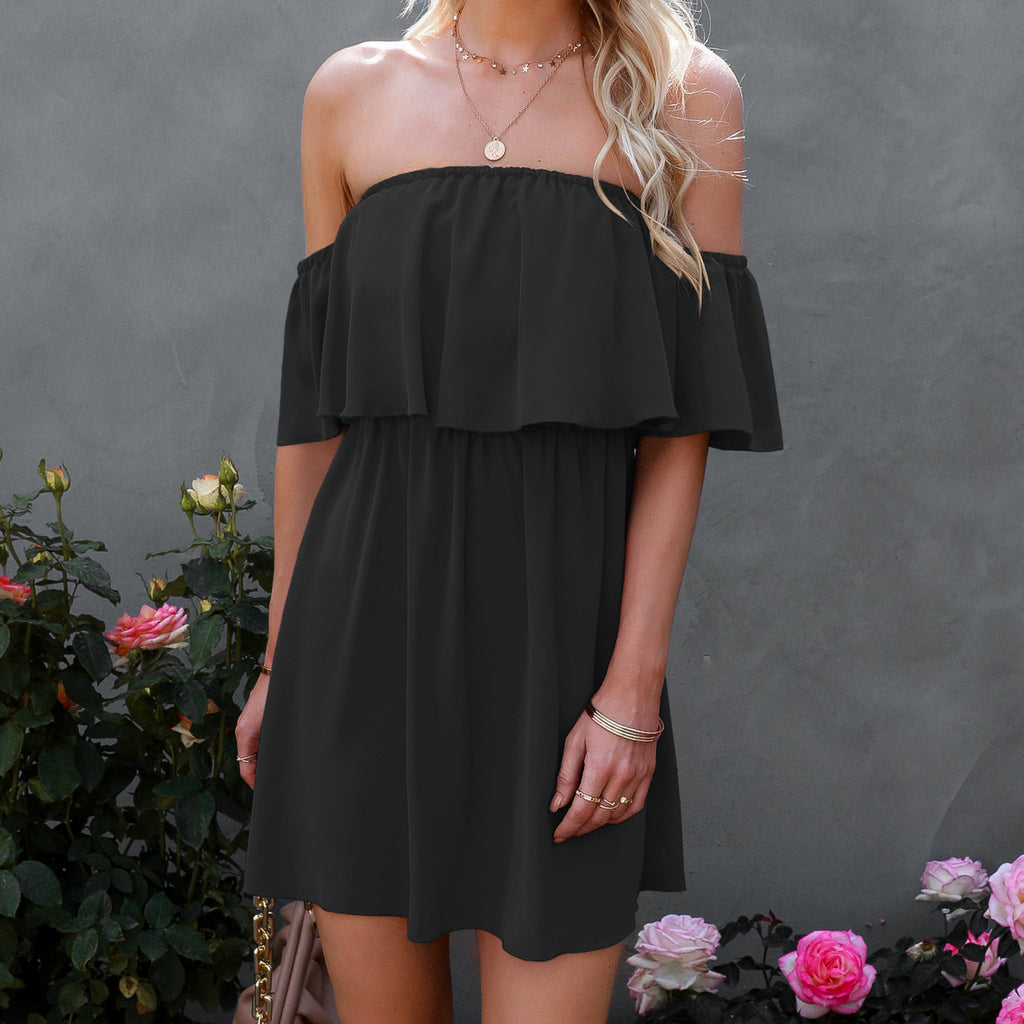 Off-the-shoulder One-shoulder Ruffle Dress photo 1