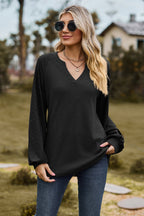 Notched Neck Raglan Sleeve Blouse (14)