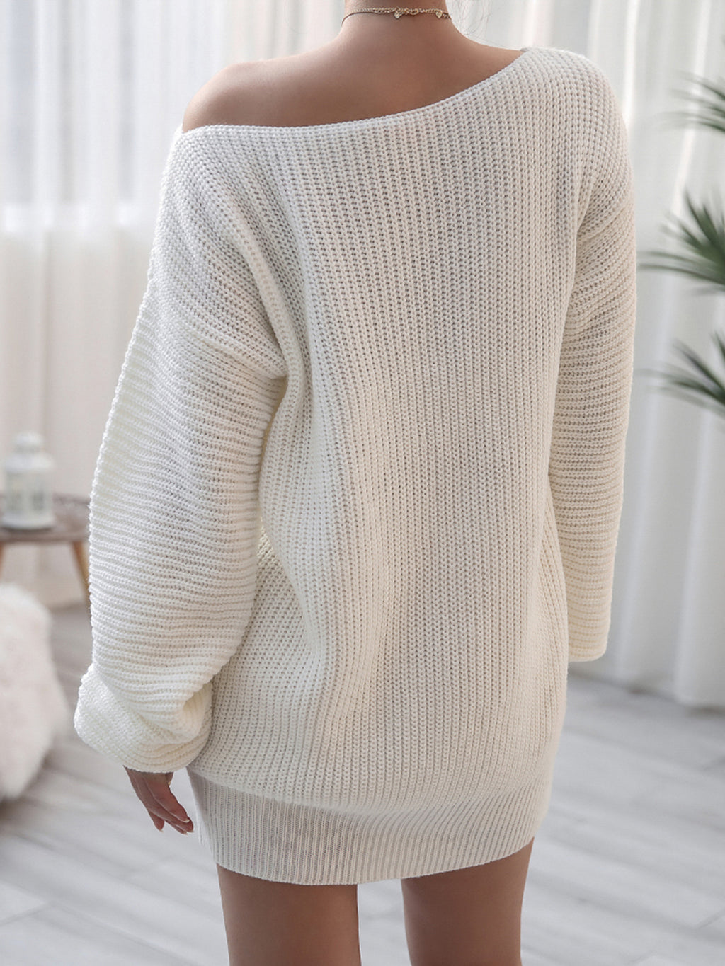 Rib-knit Mini Sweater Dress (2)