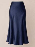 High-waisted Satin Midi Skirt (26)