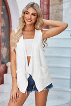 Eyelet Open Front Sleeveless Cardigan (10)