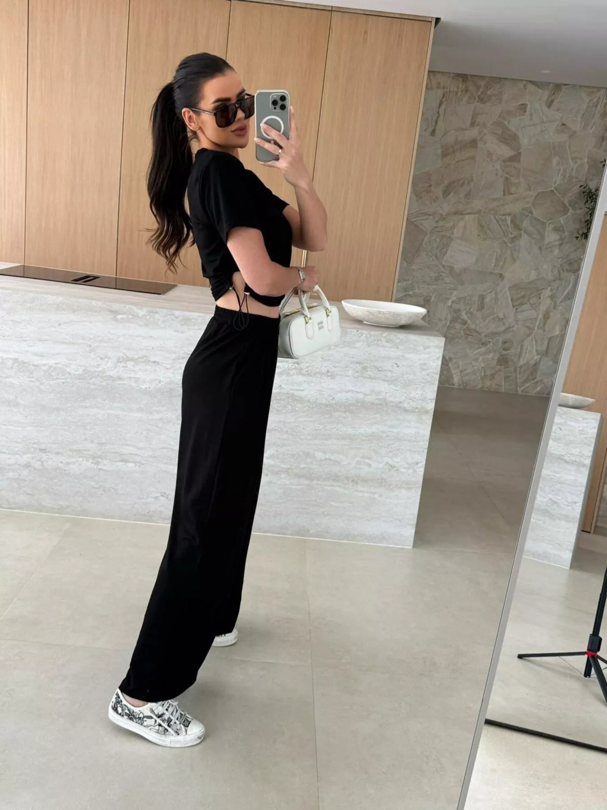 Drawstring Crop Top Wide-leg Pants Set (6)