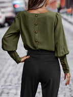 Round Neck Lantern Sleeve Blouse (2)