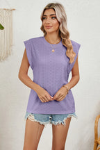 Eyelet Round Neck Tank (13)