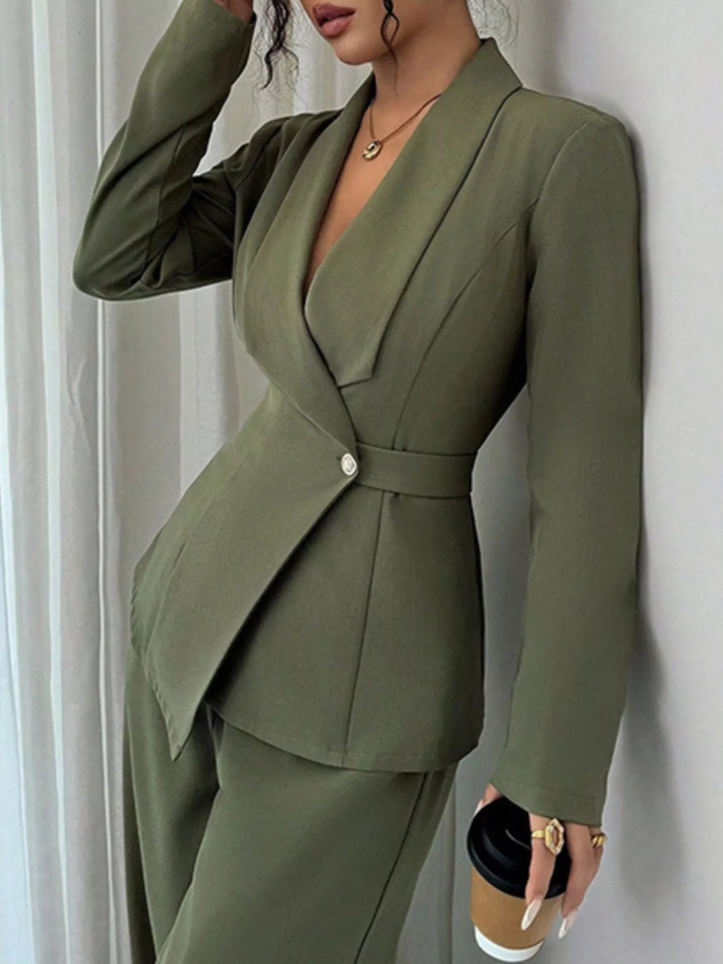 One Button Blazer Pants Set (12)