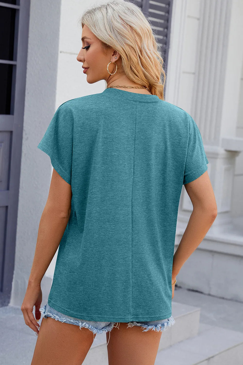 V-neck Short Sleeve T-shirt (20)
