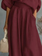 Full Size One Shoulder Top Wide Leg Pants Set Plus (8)