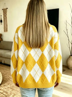 Argyle Pattern Polo Collar Sweater (10)